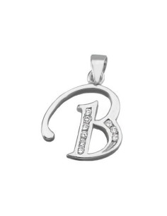 Colgante Inicial Señora Plata con Rodio y Circonitas, B