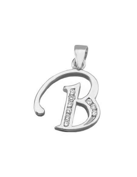 Colgante Inicial Señora Plata con Rodio y Circonitas, B