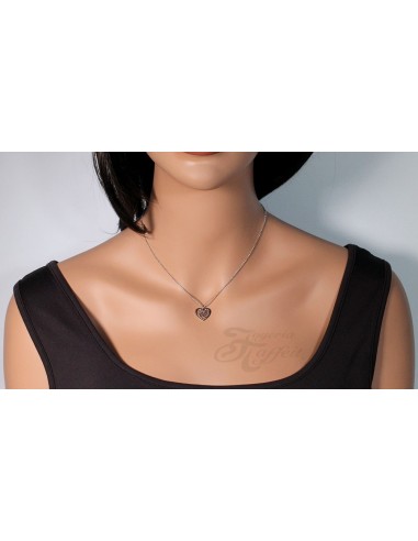 Conjunto Plata, Pendientes y Colgante Corazón Bicolor, JU2781