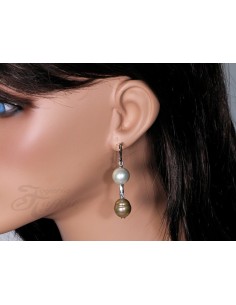 Pendientes Blanco y Cobre Perlas Orquidea 2