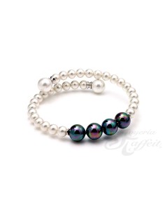 Pulsera Señora Perlas Orquidea, Negra y Blanca, 46168