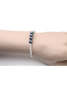 Pulsera Señora Perlas Orquidea, Negra y Blanca, 46168 2