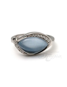 Anillo Circonitas y Cristal Azul en Plata 2