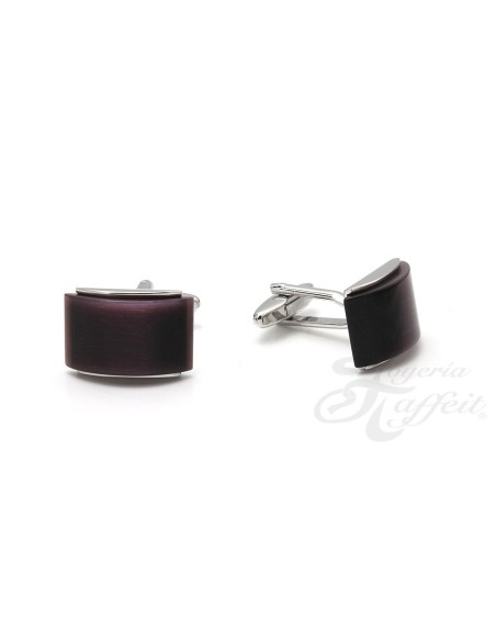 Gemelos Acero Caballero, Rectangular Morado, TF278