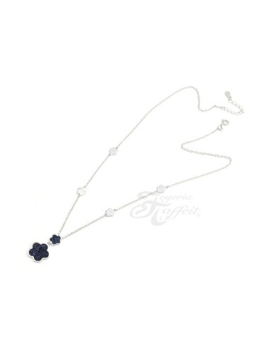 Conjunto Plata, Pendientes y Colgante Flores Circonitas, JU2847/04
