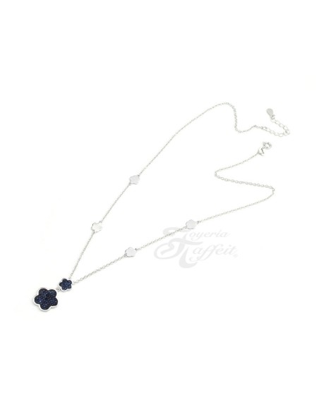 Conjunto Plata, Pendientes y Colgante Flores Circonitas, JU2847/04