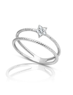 Anillo Doble en Plata Estrella con Circonitas