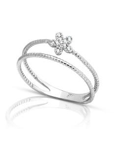 Anillo Doble en Plata Flor con Circonitas