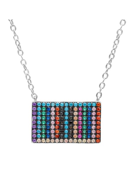Colgante Lagtrima Multicolor Azul en Plata