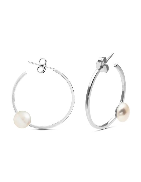 Pendientes en Plata Aros con Perla