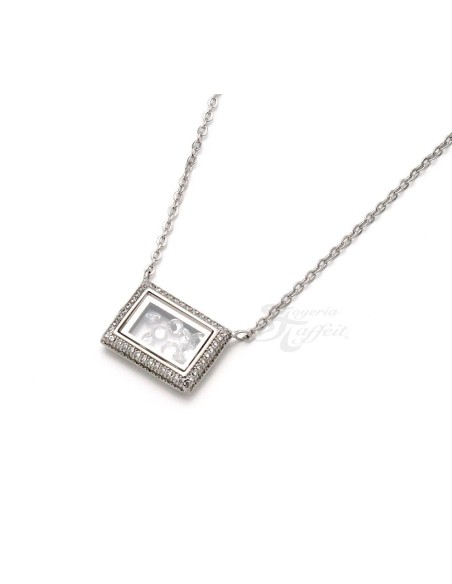 Colgante Rectangular Cristales en Plata