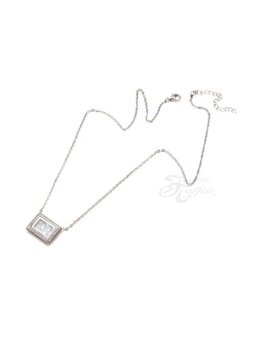 Colgante Rectangular Cristales en Plata