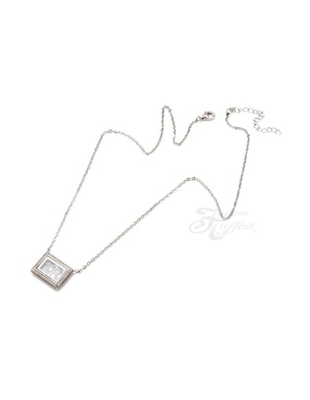 Colgante Rectangular Cristales en Plata