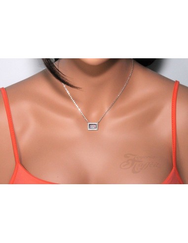 Colgante Rectangular Cristales en Plata