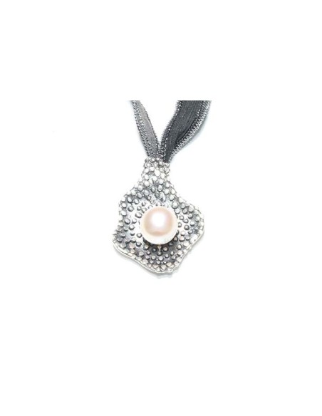 Colgante y Cinta labruixeta, Plata Seda y Perla, BRU1202CS