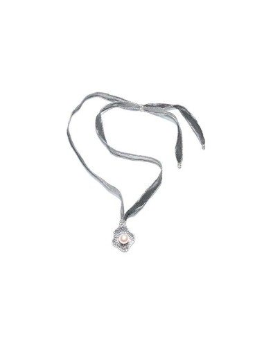 Colgante y Cinta labruixeta, Plata Seda y Perla, BRU1202CS