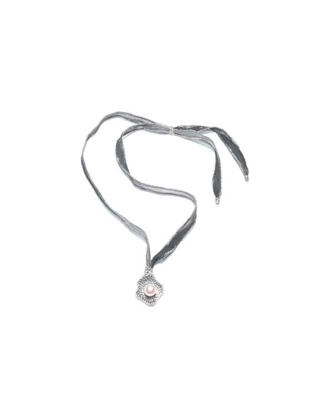 Colgante y Cinta labruixeta, Plata Seda y Perla, BRU1202CS