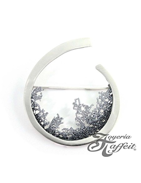 Broche Plata Simeltech, Circulo Pigmento Gris, 0114236X-7