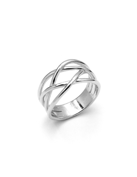 Anillo Entrelazado Por Cuatro en Plata