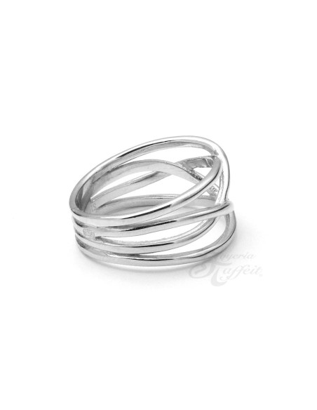 Anillo Entrelazado Por Cuatro en Plata