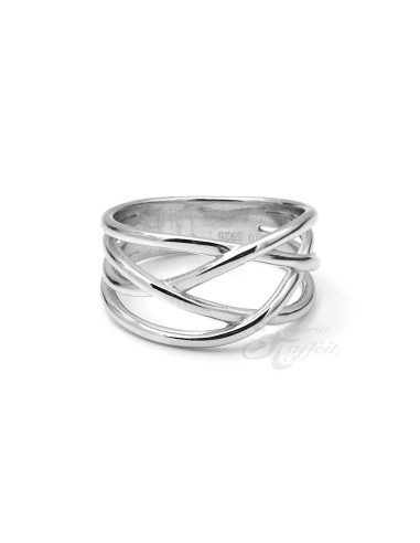Anillo Entrelazado Por Cuatro en Plata