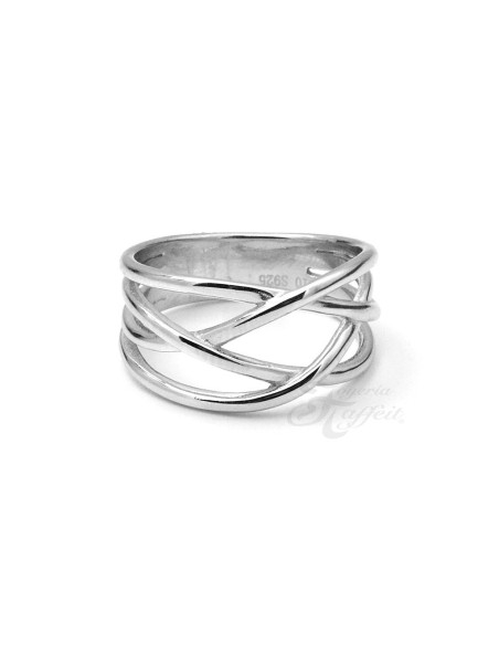 Anillo Entrelazado Por Cuatro en Plata