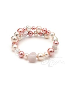 Pulsera Señora Perlas Orquidea, Cuarzo Rosa, 49842