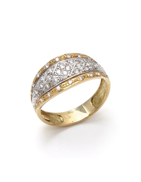 Anillo Oro Señora Bicolor con Circonitas, mrj131