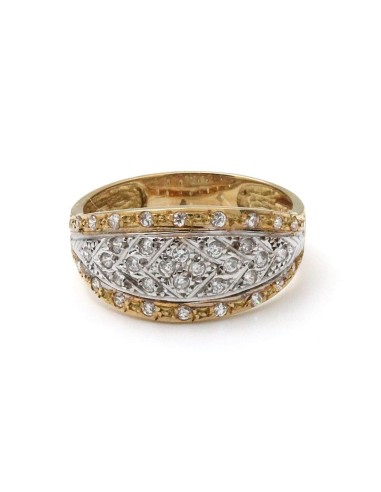 Anillo Oro Señora Bicolor con Circonitas, mrj131