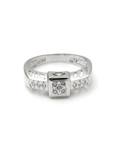 Anillo Oro Blanco Señora, con Circonitas, roj120 2