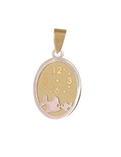 Medalla Oro Bebé Bicolor Reloj Pez, meg1175