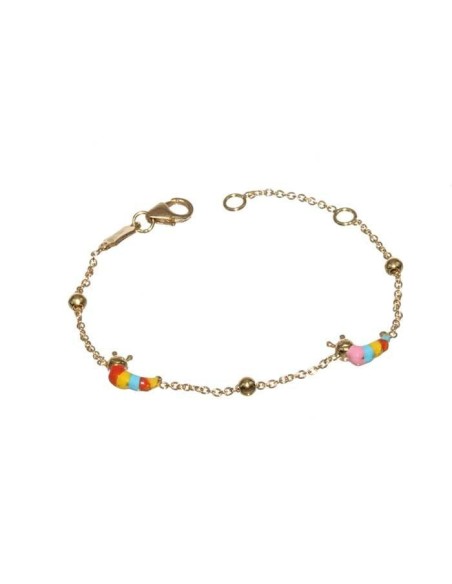 Pulsera Oro Bebe, Gusanos Esmaltados, sr743