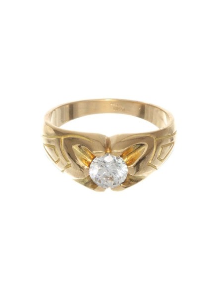 Anillo Oro Caballero Solitario con Circonita, roj43