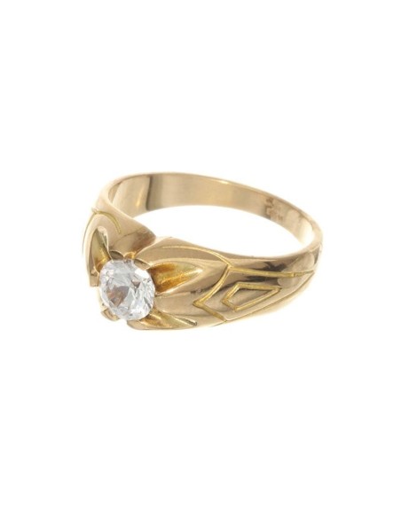Anillo Oro Caballero Solitario con Circonita, roj43