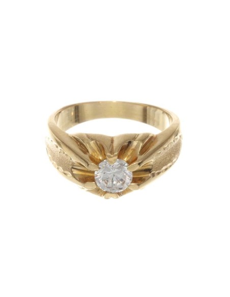 Anillo Oro Caballero Solitario con Circonita, rey98
