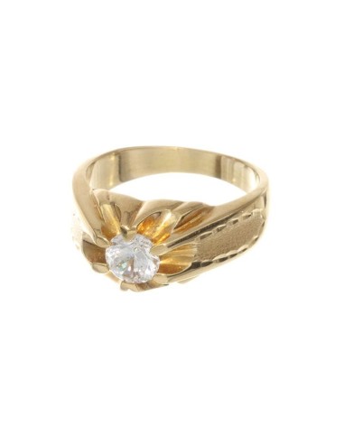 Anillo Oro Caballero Solitario con Circonita, rey98