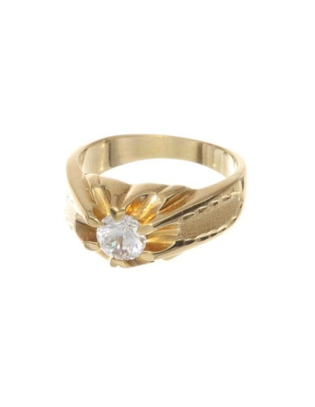Anillo Oro Caballero Solitario con Circonita, rey98
