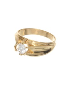 Anillo Oro Caballero, Solitario con Circonita, fid26 2