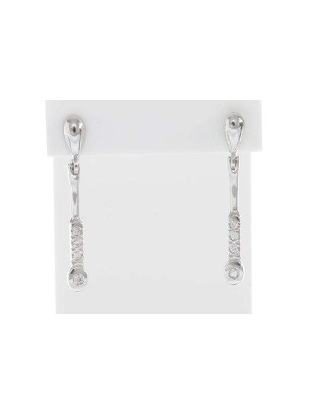 Pendientes Oro Blanco Señora Largo Diamantes, akr375