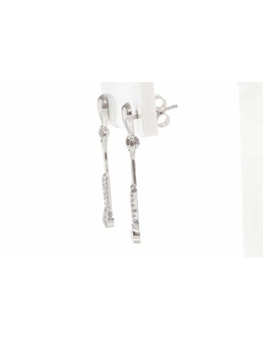 Pendientes Oro Blanco Señora Largo Diamantes, akr375