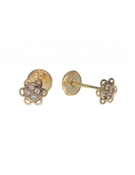 Pendientes Flor para bebé en Oro 18k