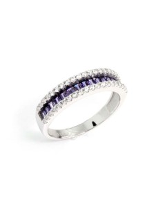 Anillo Cristales Amatista en Plata