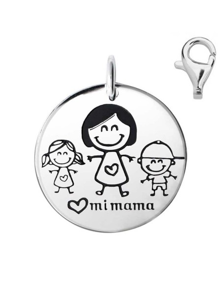 Colgante Dije Plata Mamá con Niña y Niño