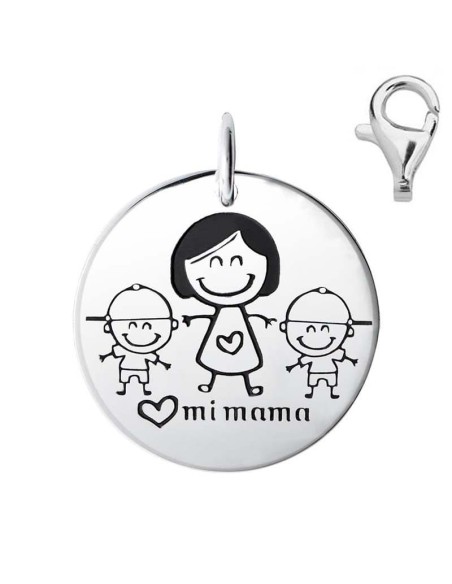Colgante Dije Plata Mamá y Dos Niños