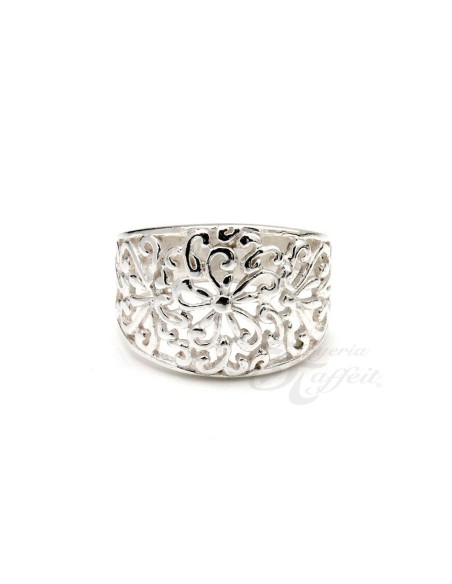 Anillo Recortes Flor, Plata