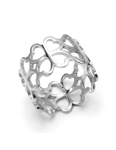 Anillo Flores de Corazón en Plata