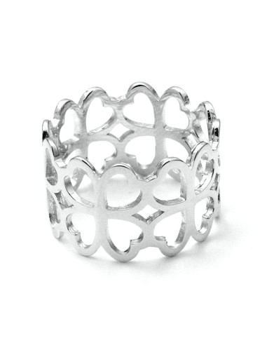 Anillo Flores de Corazón en Plata