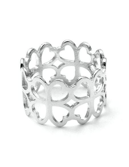 Anillo Flores de Corazón en Plata