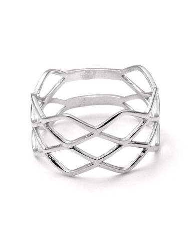 Anillo Flores de Corazón en Plata