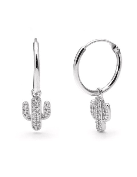 Aros Cactus con Circonitas en Plata